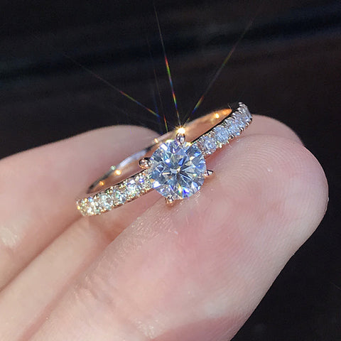 Simple silver plated S925 imitation zircon ring m1915010484