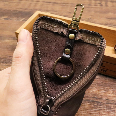 First Layer Cowhide Vegetable-Tanned Vintage Distressed Key Case M1915010625