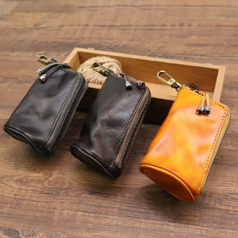 First Layer Cowhide Vegetable-Tanned Vintage Distressed Key Case M1915010625
