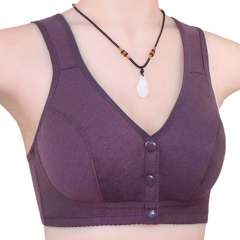 Glatter BH mit Knöpfen vorne, große Größe ohne Bügel für Damen m1915010392