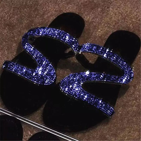 Diamond sandals summer flat bottomed casual open toe Roman women's slippers m1915010640