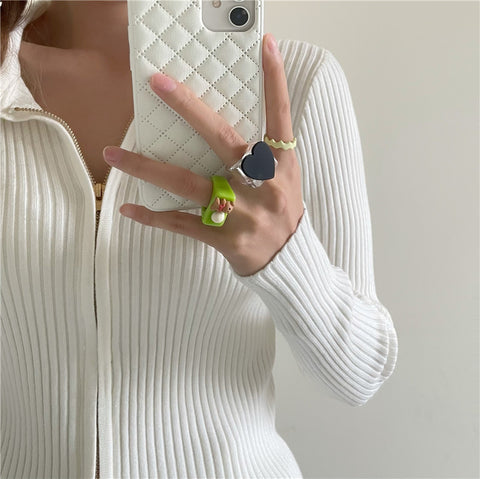 Sweet Heart Transparenter Zeigefingerring aus Acryl m1915010341