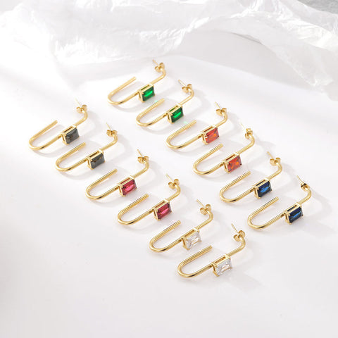 New geometric inlaid zircon earrings m1915010453