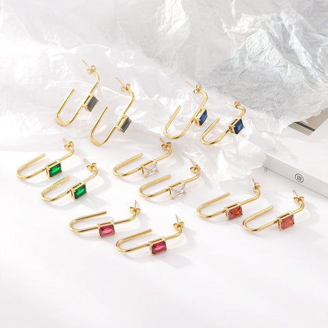 New geometric inlaid zircon earrings m1915010453