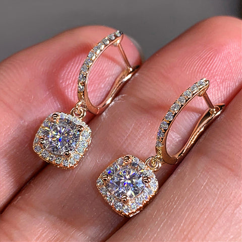 Exquisite ladies micro-inlaid zircon Joker ear buckle m1915010520