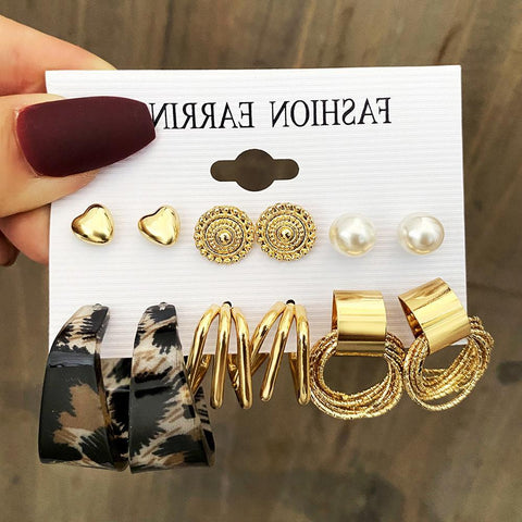 Multi layer geometric circle butterfly heart earrings m1915010502