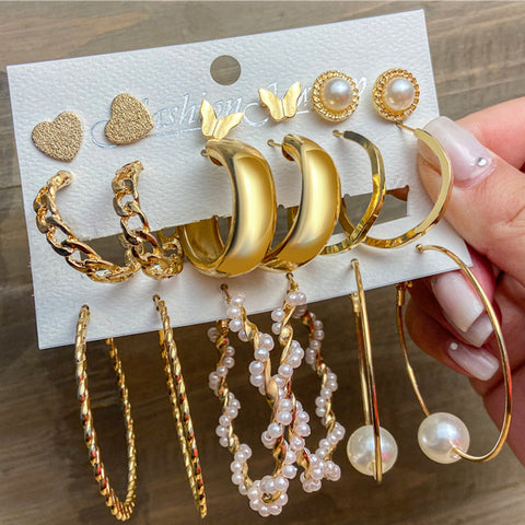 Multi layer geometric circle butterfly heart earrings m1915010502