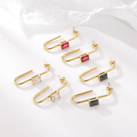 New geometric inlaid zircon earrings m1915010453
