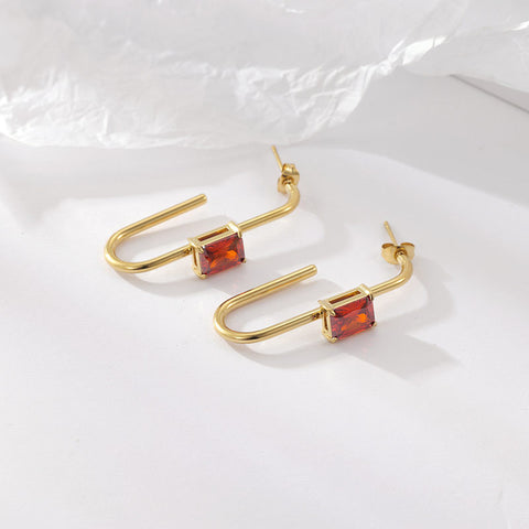 New geometric inlaid zircon earrings m1915010453