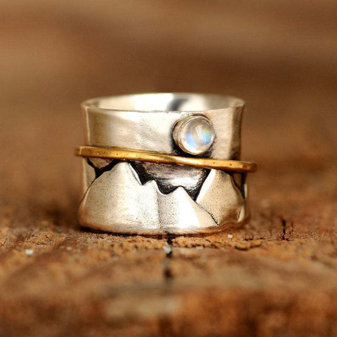 creative retro color separation valley gold ring moonlight stone ring jewelry m1915010481