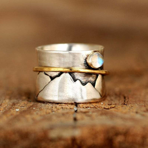 creative retro color separation valley gold ring moonlight stone ring jewelry m1915010481