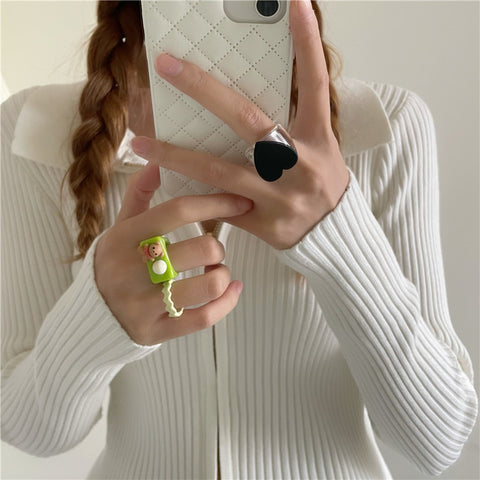 Sweet Heart Transparenter Zeigefingerring aus Acryl m1915010341