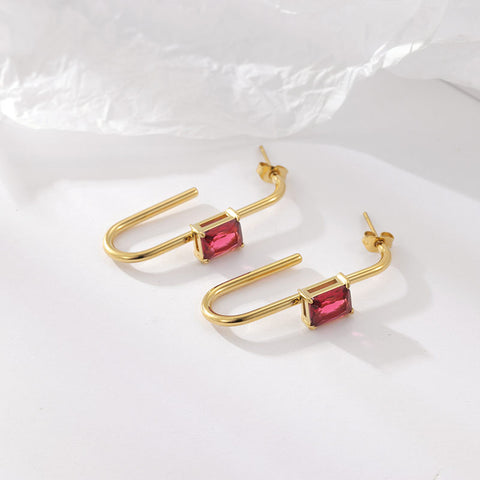 New geometric inlaid zircon earrings m1915010453