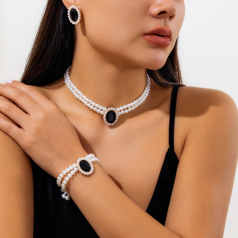 French Elegant Multi-Layer Imitation Pearl Necklace M1915010509