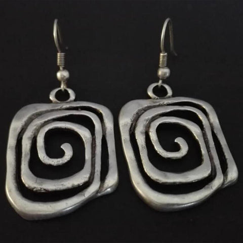 Personalized spiral hollow square alloy earrings m1915010475