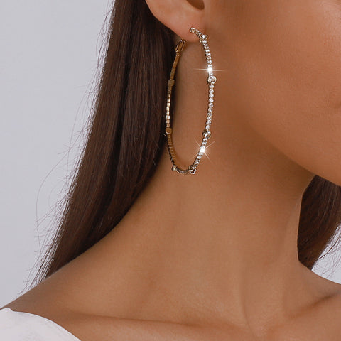 Circle earrings claw chain rhinestone fashion earrings m1915010517