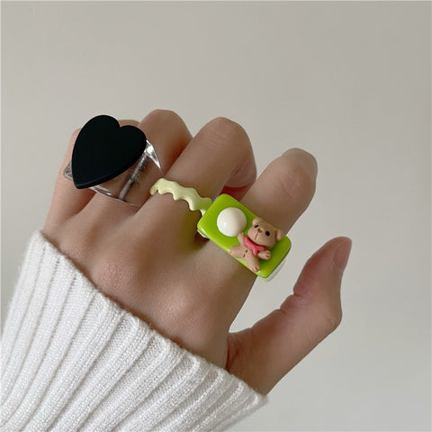 Sweet Heart Transparenter Zeigefingerring aus Acryl m1915010341