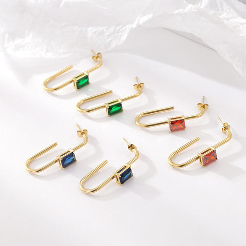 New geometric inlaid zircon earrings m1915010453