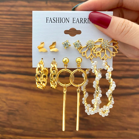 Multi layer geometric circle butterfly heart earrings m1915010502