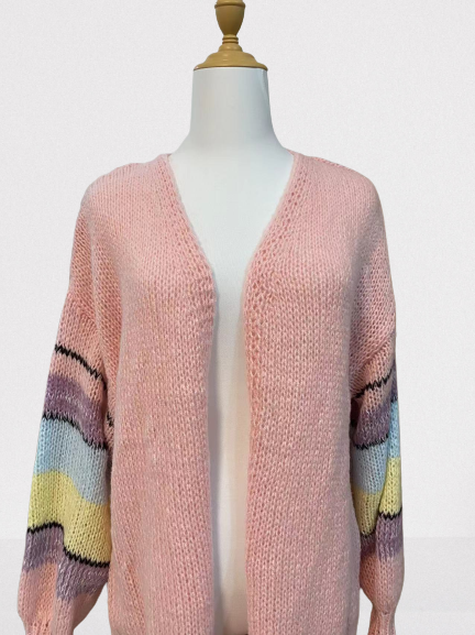 Cardigans im Etui-Stil mit Rundhalsausschnitt und Farbblock m161511350