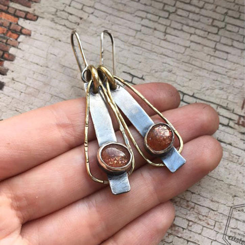 Flammenopal Ohrringe Boho Artisan Creative Geometrische Ohrringe m1915010355
